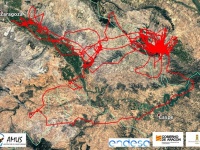 Mapa de seguimiento del Milano real Ilex 2RP marcado con emisor GPS-GSM.