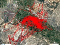 Mapa de seguimiento del Milano real Indy 2RU marcado con emisor GPS-GSM.